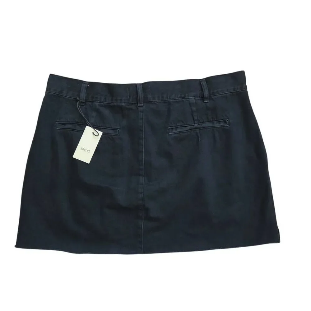 AGOLDE Becker Denim Mini Skirt 34 US 14/16 Black Pleated Y2K‎